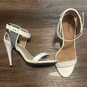 White and black heels